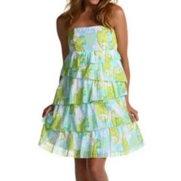 Lilly Pulitzer Dresses & Skirts - Lilly Pulitzer Arden off the hook strapless tiered ruffle dress